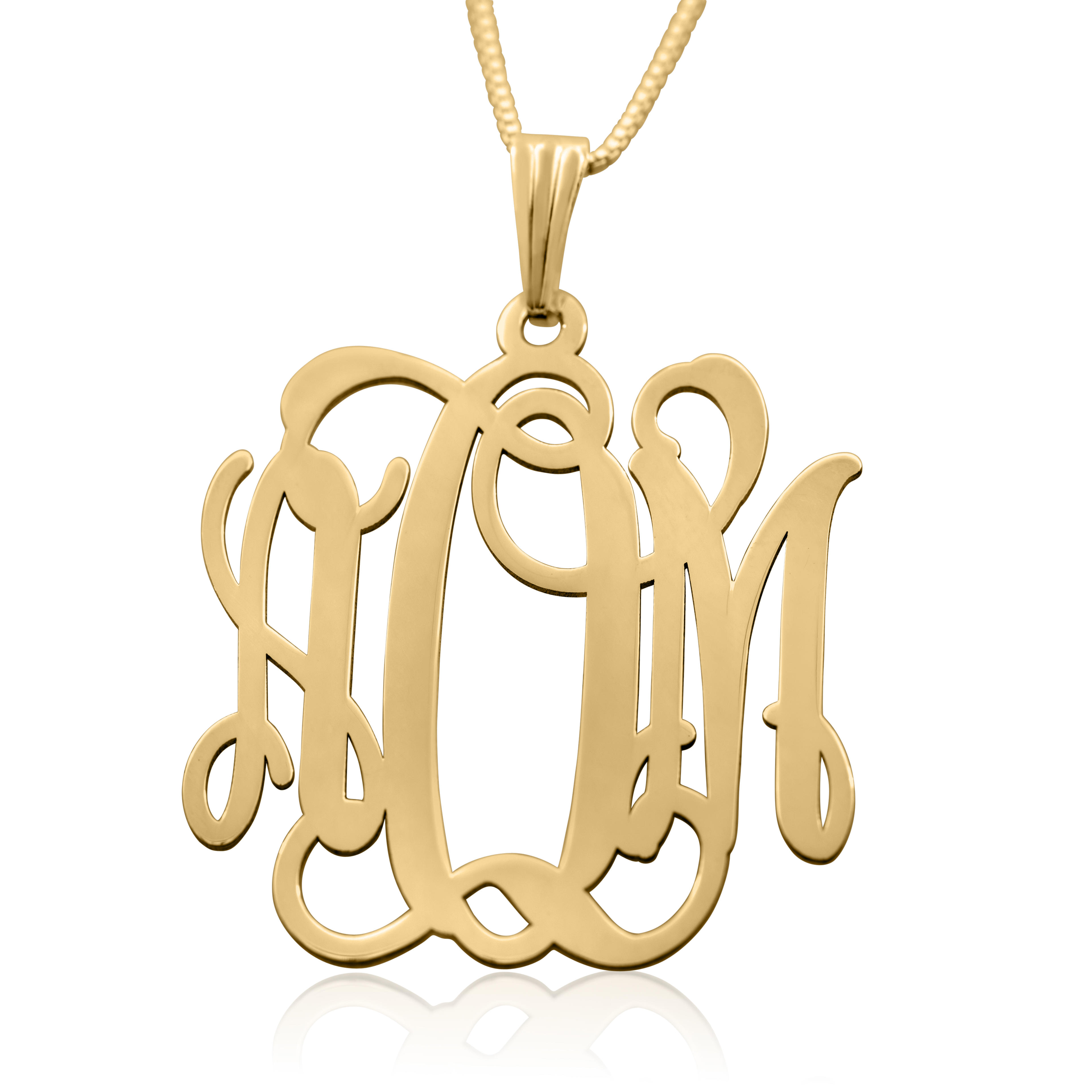 Bold Monogram Necklace, 24k Gold Plated