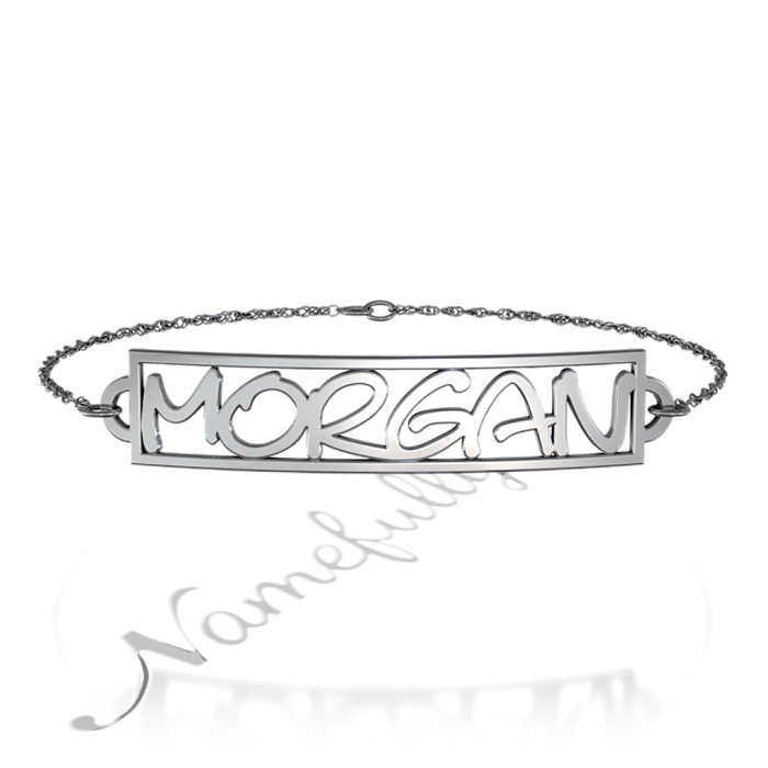 Name Bracelet with Capital Letters in Sterling Silver