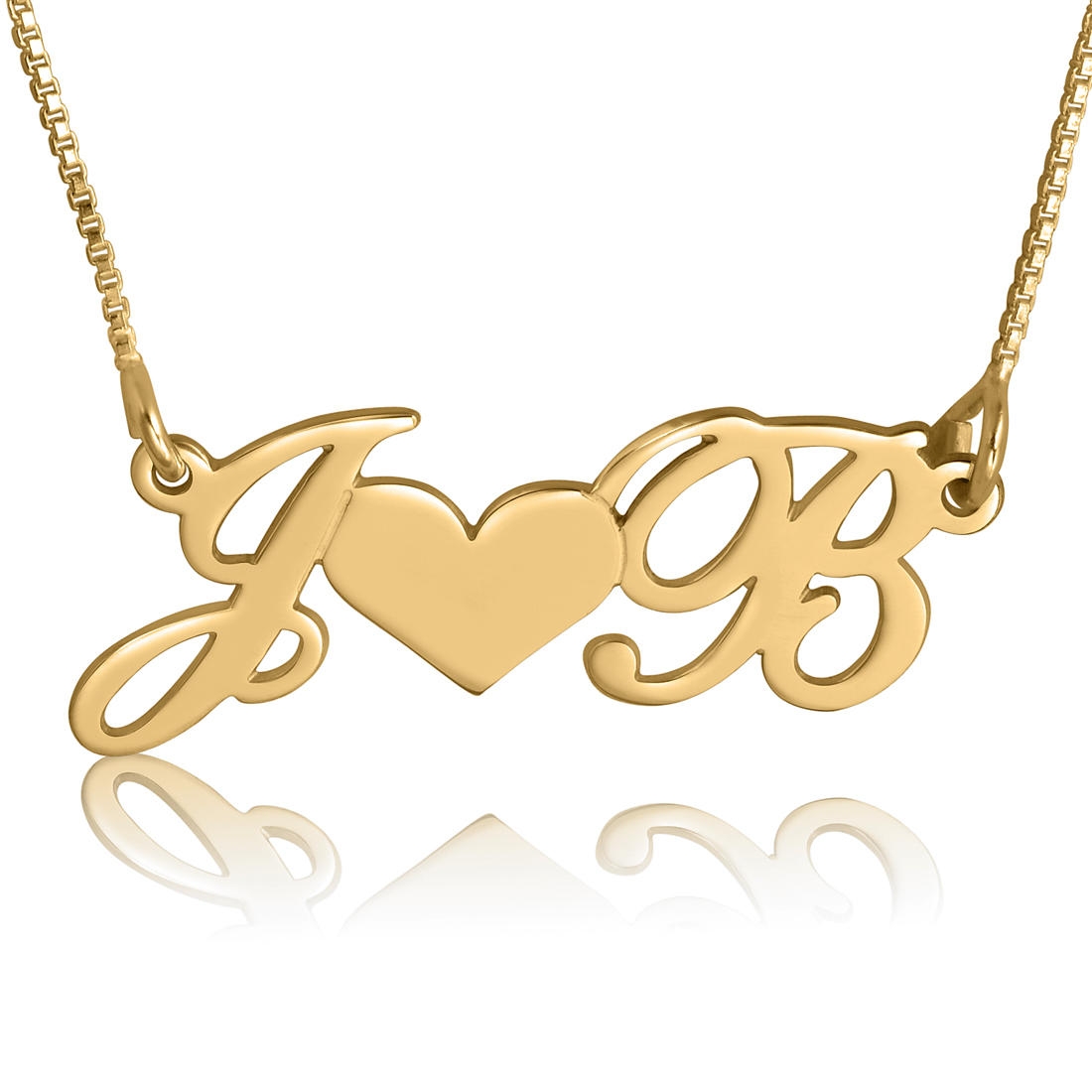 24k Rose Gold Plated Engraved Monogram Three Initials Heart Necklace