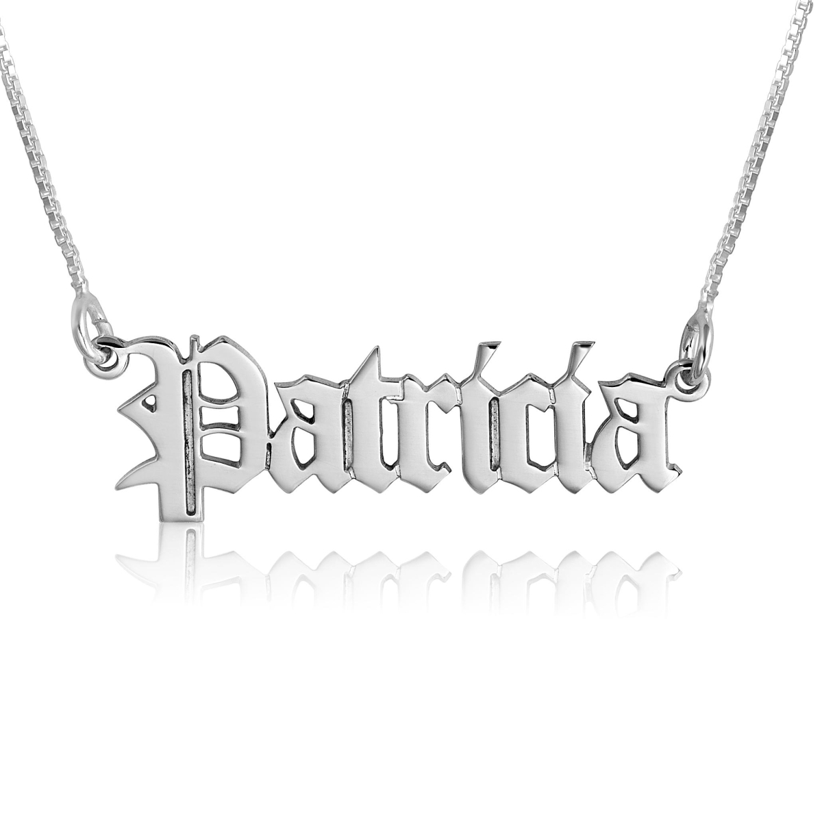 old english name necklace sterling silver