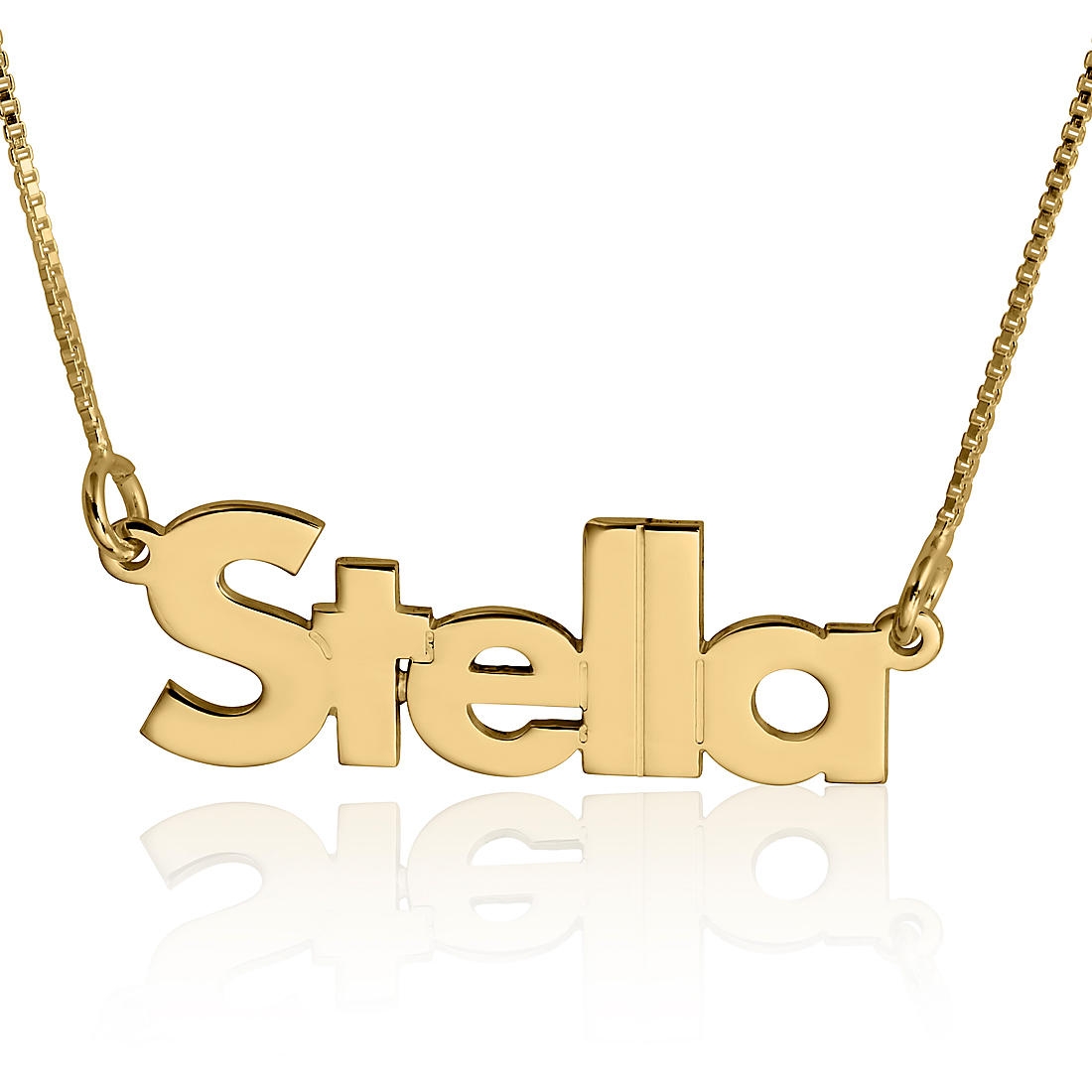 name printed gold chain