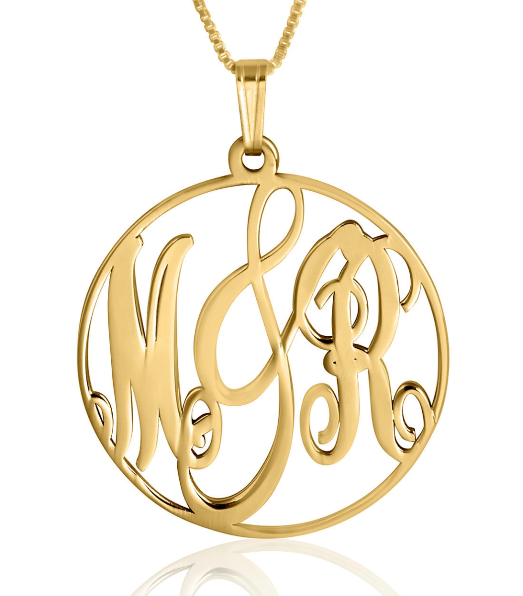 24K Gold Plated Fancy Script Monogram Necklace