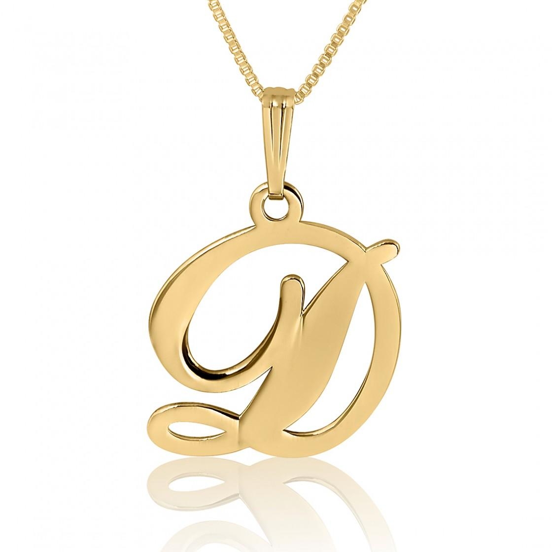 14K Gold Initial Heart Necklace 14K Yellow Gold / 18 +$20