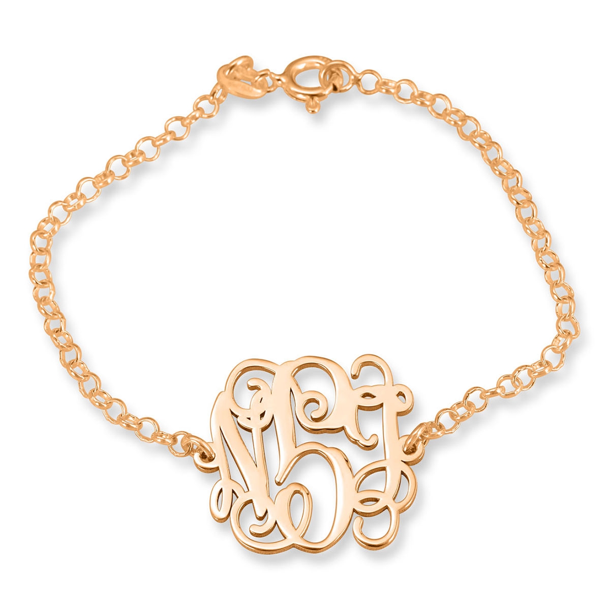 Rose Gold Plated Silver Monogram Bracelet - The Name Jewellery