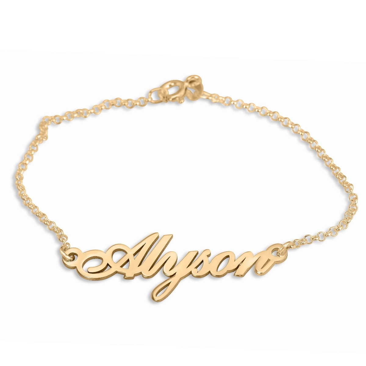Gold Plated Sterling Silver 3-Letter Script Monogram Bracelet Gold Plated Sterling Silver