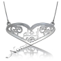 Arabic Name Necklace with Lace Heart in Sterling Silver - "In'am" - 1