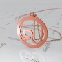 Arabic Monogram Necklace with Circular Pendant in Rose Gold Plated Silver - "Lam Yaa" - 1