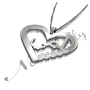 Arabic "Ummi" Mom Necklace with Hearts & Diamonds in Sterling Silver - 2