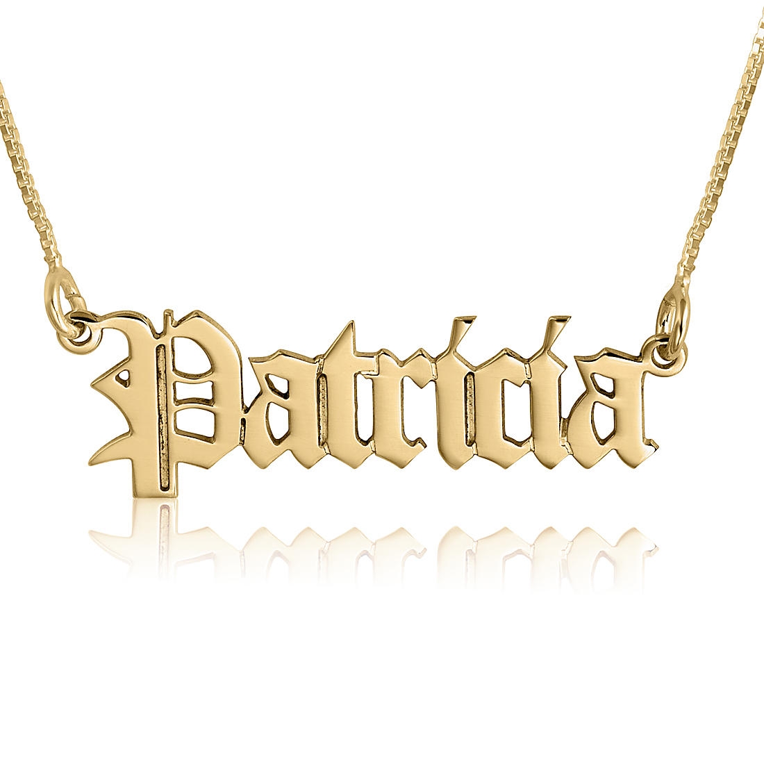 14K Gold Old English Gothic Name Necklace - 1