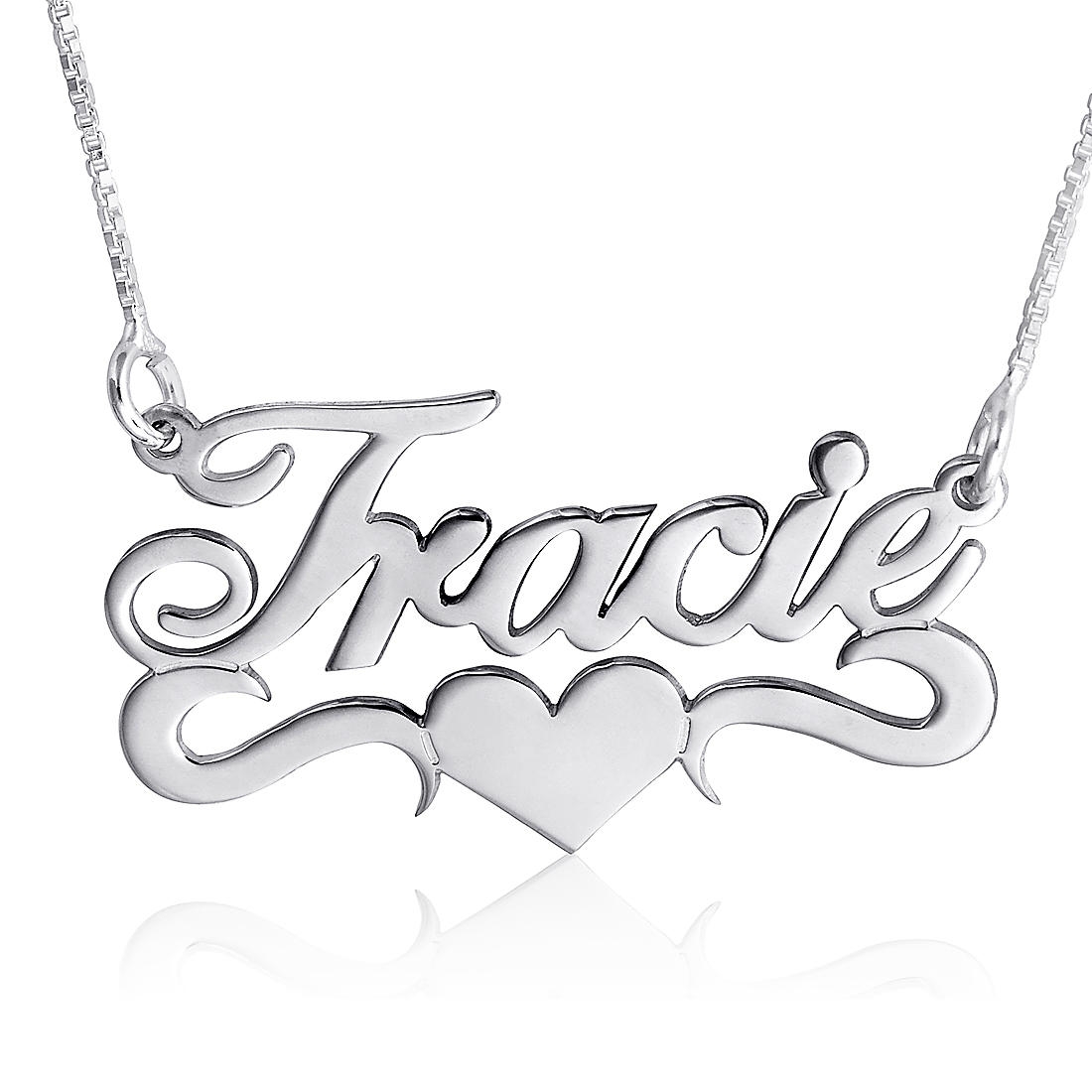 14K White Gold Name Necklace, Romantic Allegro - 1