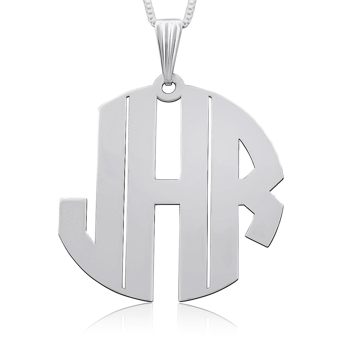 14k White Gold Bold Monogram Necklace - 1