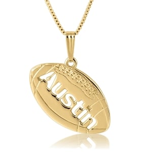 Football Name Necklace, Classic Cut-Out, 24k Gold Plated