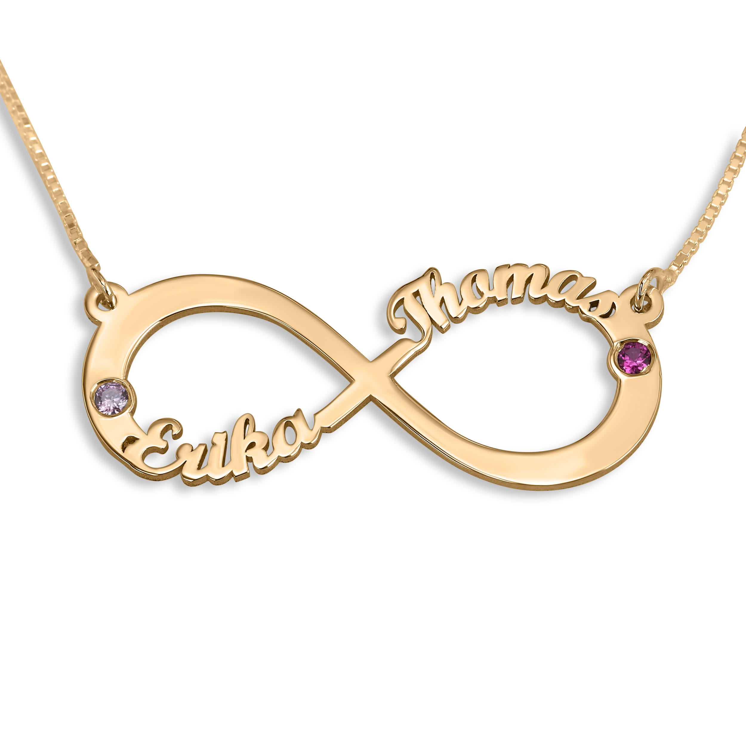 Infinity necklace online with two birthstones