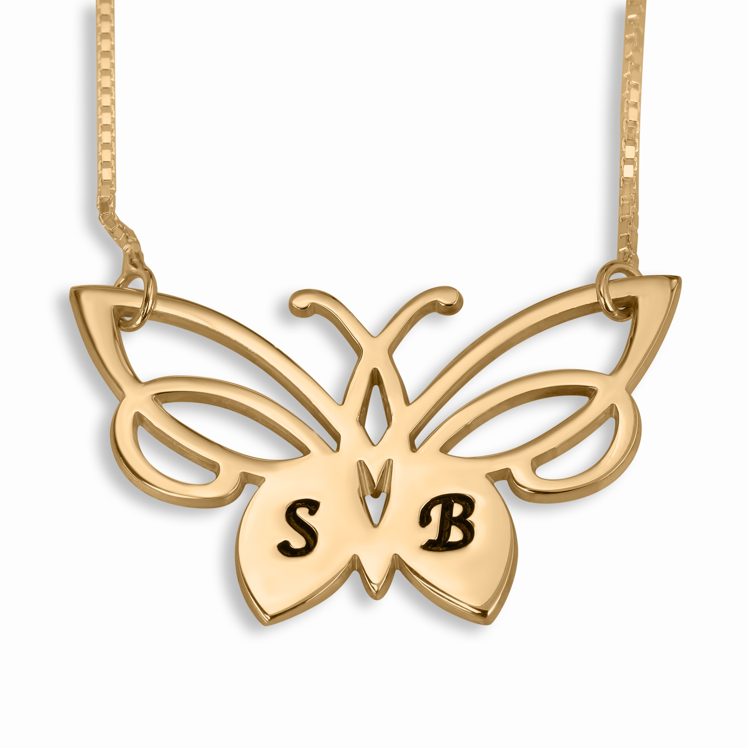 24k Rose Gold Plated Engraved Monogram Three Initials Heart Necklace