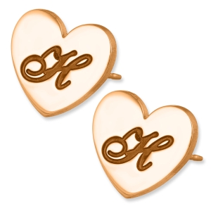 24k Rose Gold Plated Engraved Monogram Three Initials Heart