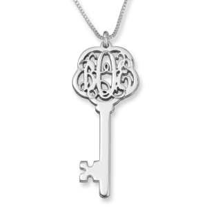 CPS Sterling Silver Fancy 3-Initial Monogram Necklace