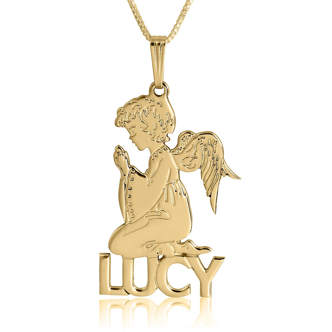 Guardian Angel Name Necklace, 24K Gold Plated